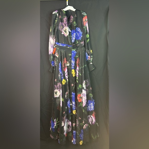 Mac Duggal 67872 NWT FLORAL PRINT CHIFFON LONG SLEEVE MAXI DRESS - Picture 6 of 9